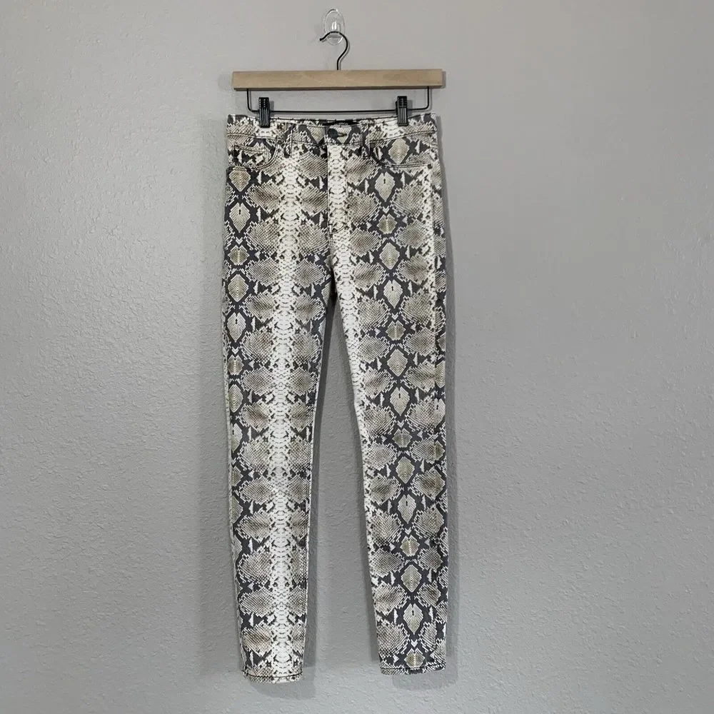 Hudson Barbara Super Skinny Snake Python‎ Print  Jeans Size 27 Stretch High Rise